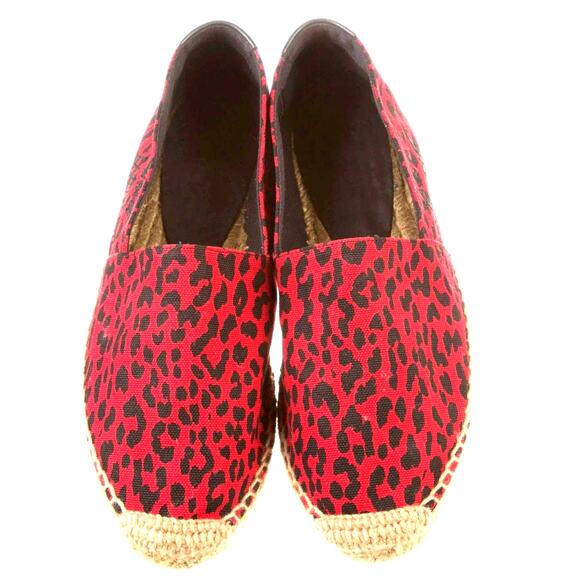 Saint Laurent -  Canvas Leopard‑Print Espadrilles Red/Black  - Size 38 - Picture 4 of 6